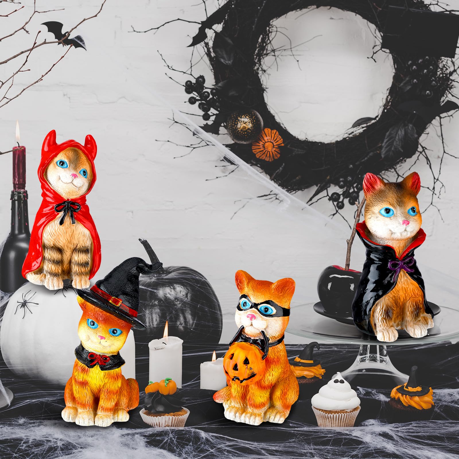 ハロウィン動物置物セット Amazon.co.jp: Soaoo ハロウィン猫置物 ハロウィン かわいい猫像セット